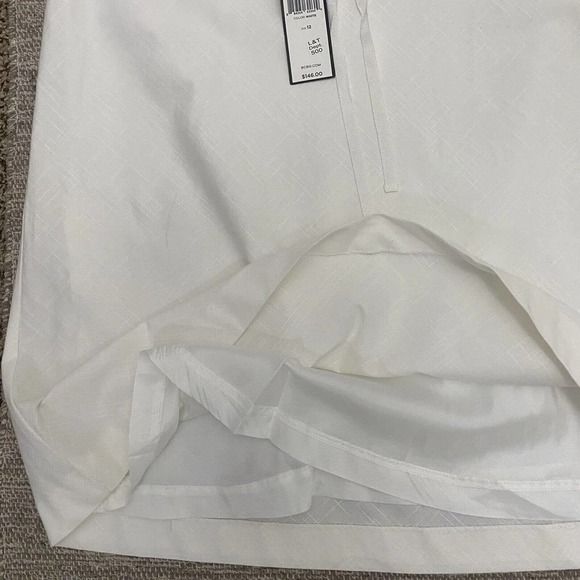 BCBG Max Azria WHITE Woven Cotton High WAISTED SKIRT NWT $146 Sz 12 - Picture 5 of 8